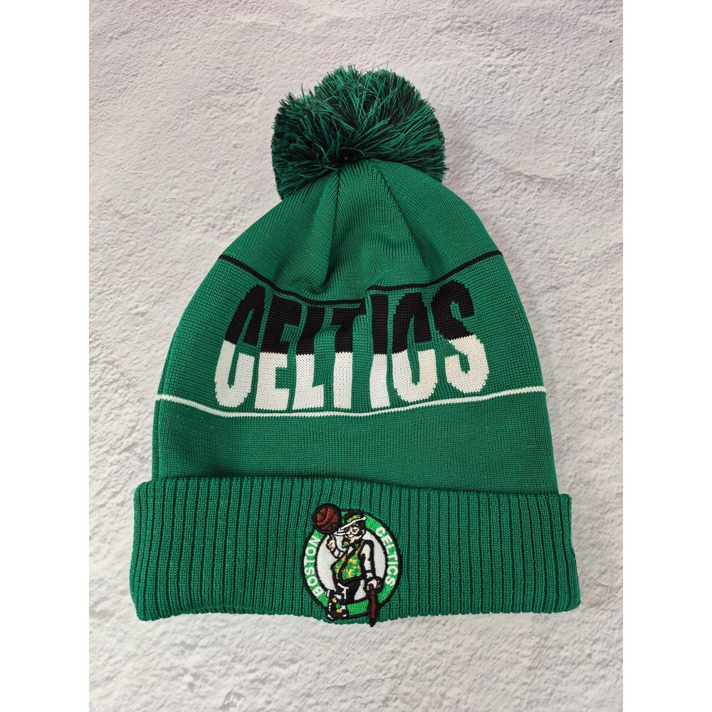New Era Boston Celtics NBA Green Cuffed Pom Beanie Hat Mens One Size